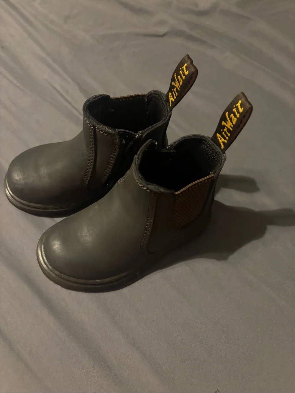 Dr. Martens Kids Black Chelsea Boots with Yellow Stitching